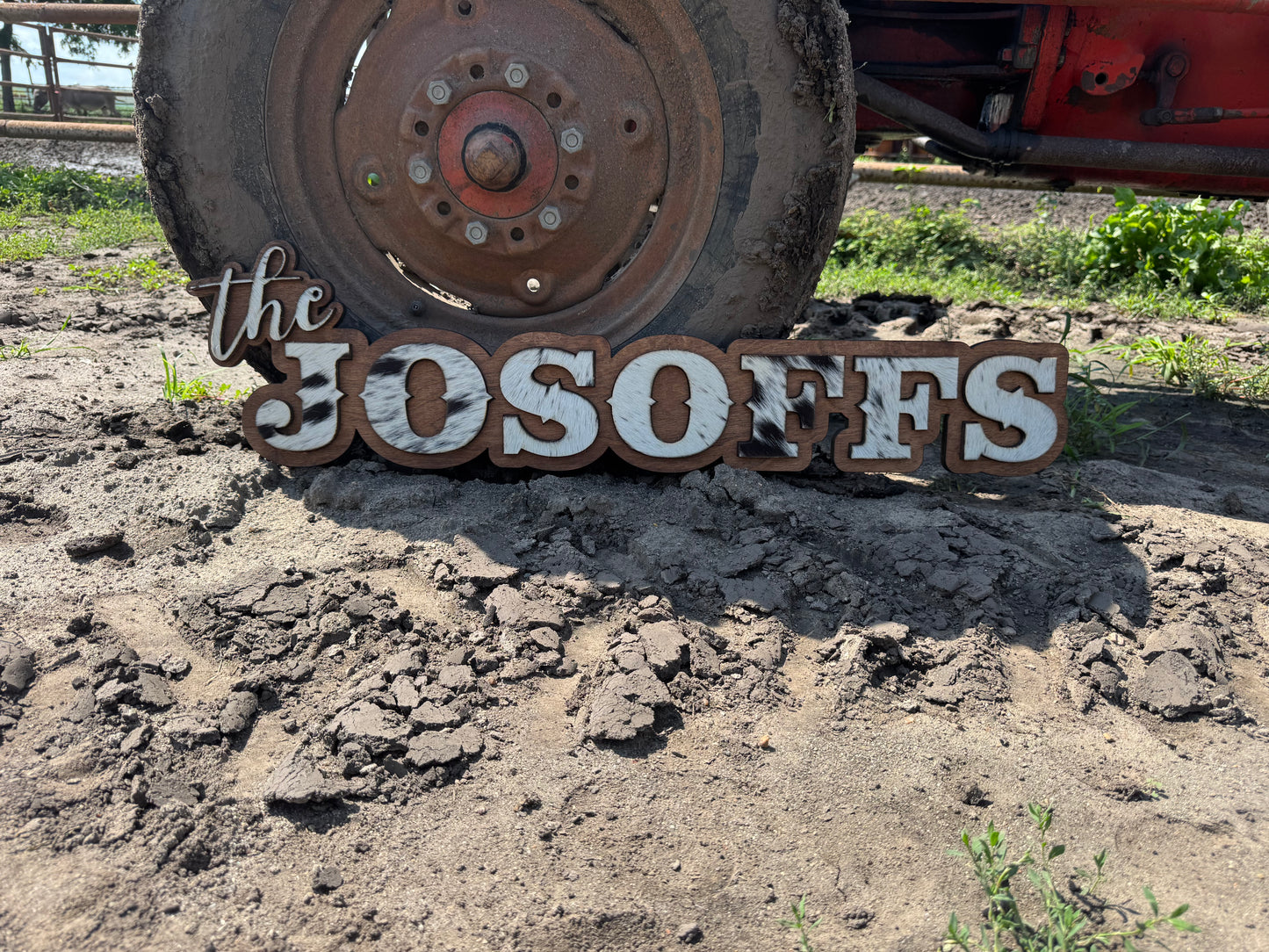 Name Sign – Cowhide + Wood