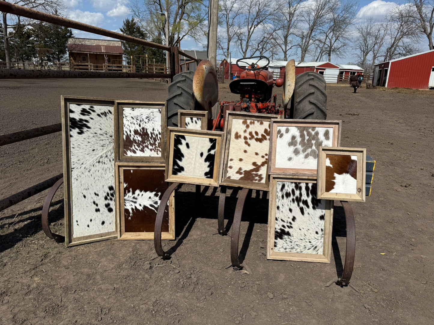 14x17 Cowhide Branding Frame - Cowhide + Weathered Wood