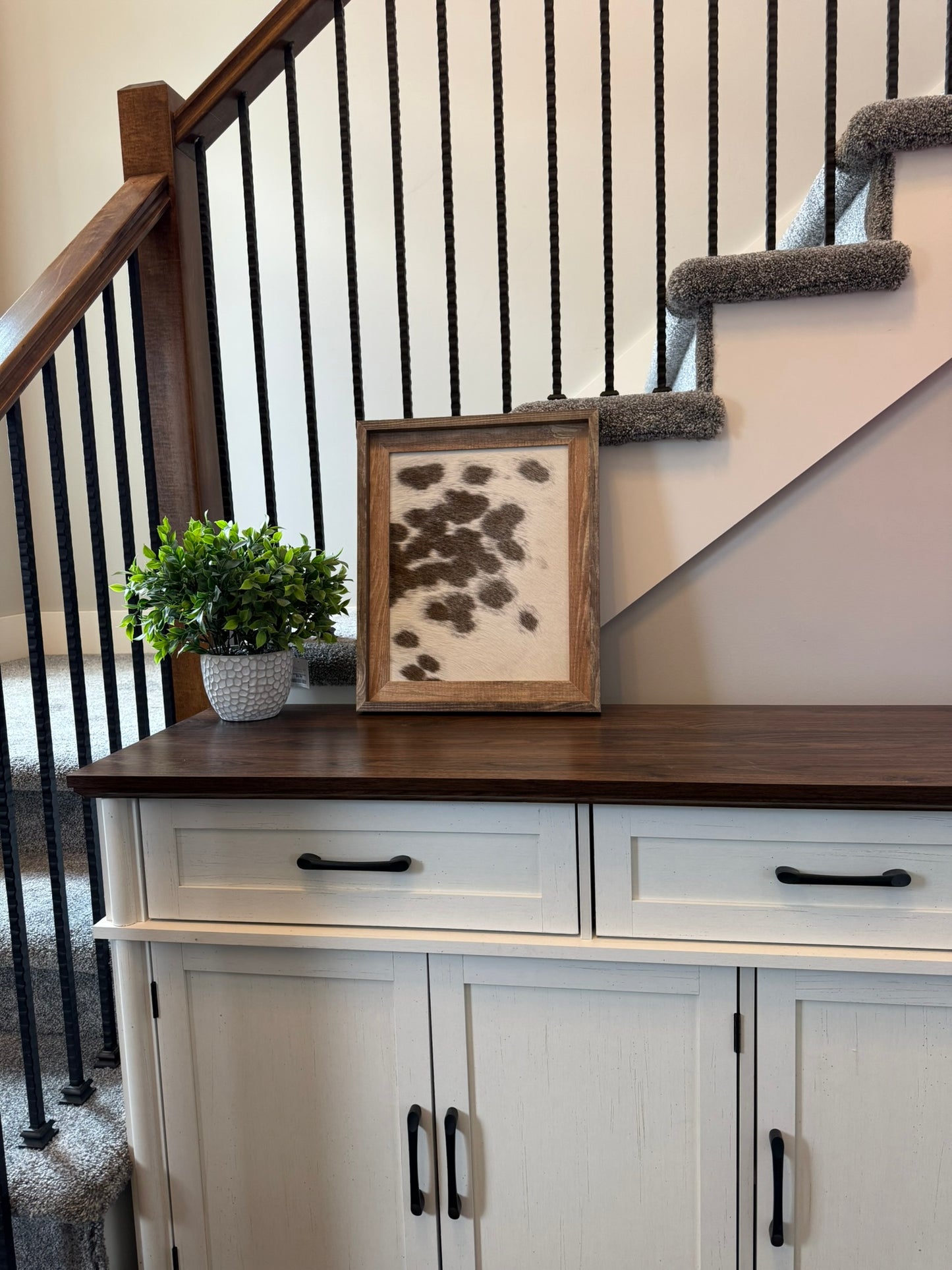 14x17 Cowhide Branding Frame - Cowhide + Weathered Wood