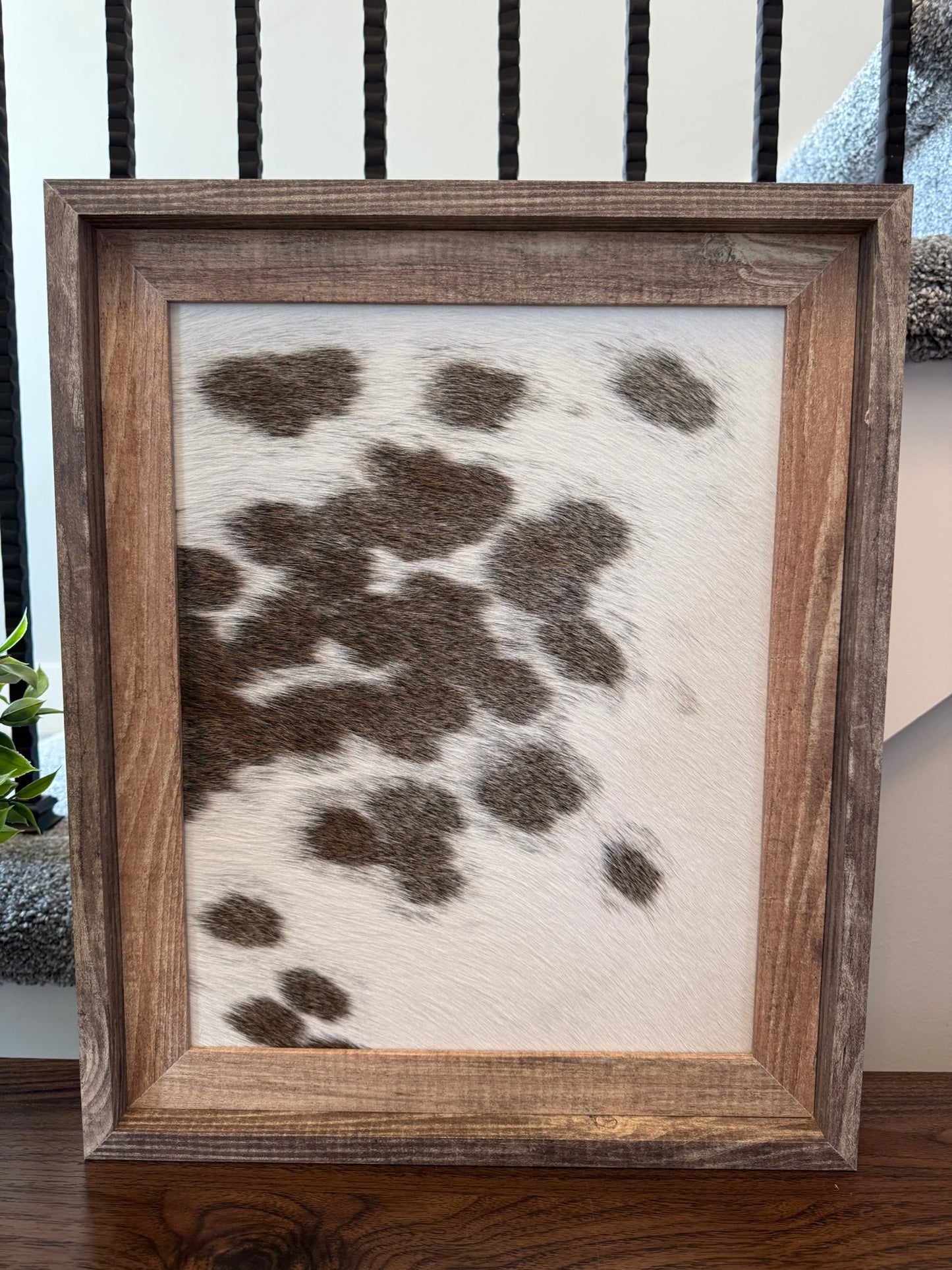14x17 Cowhide Branding Frame - Cowhide + Weathered Wood