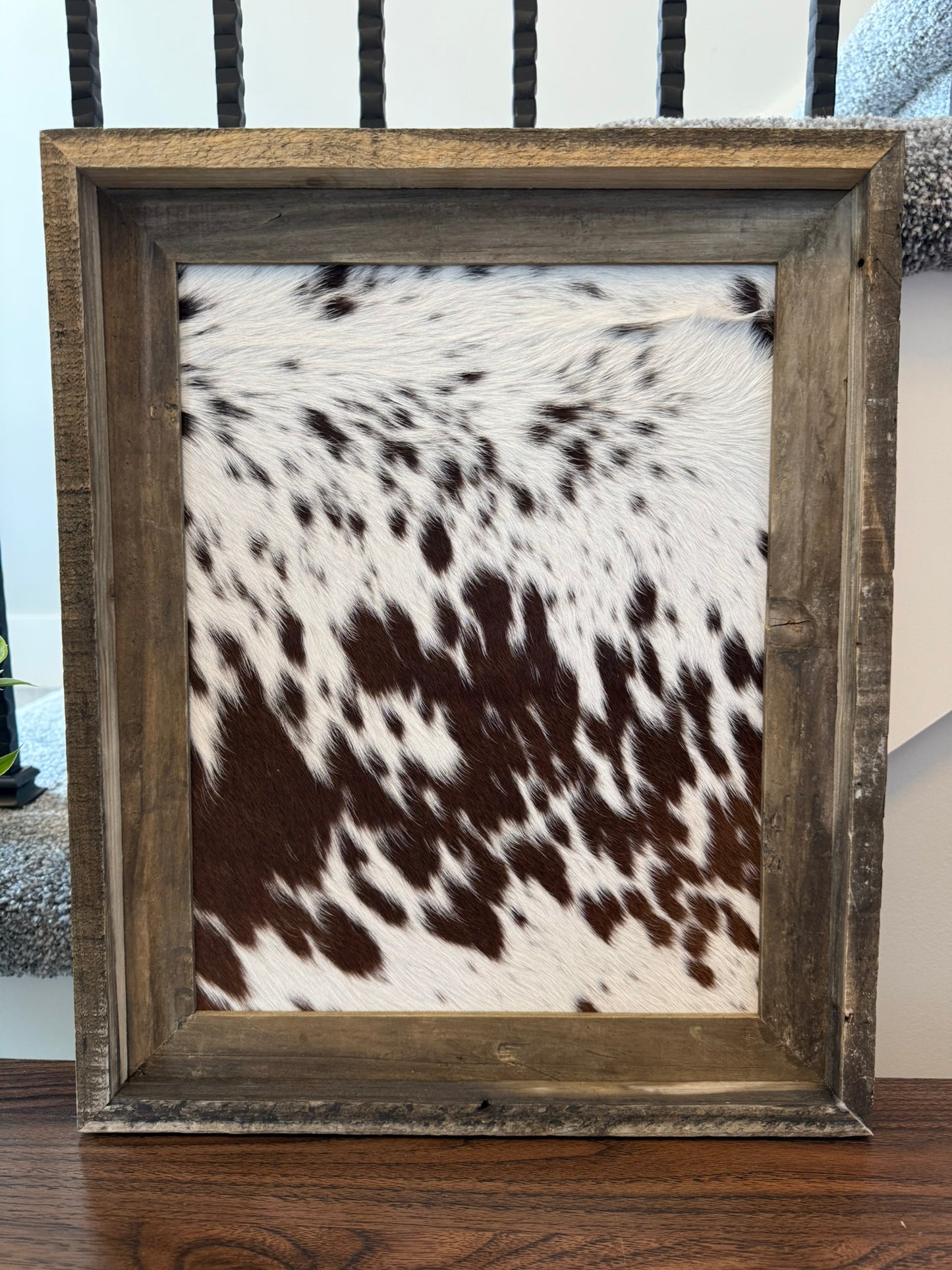 14x17 Cowhide Branding Frame - Cowhide + Weathered Wood