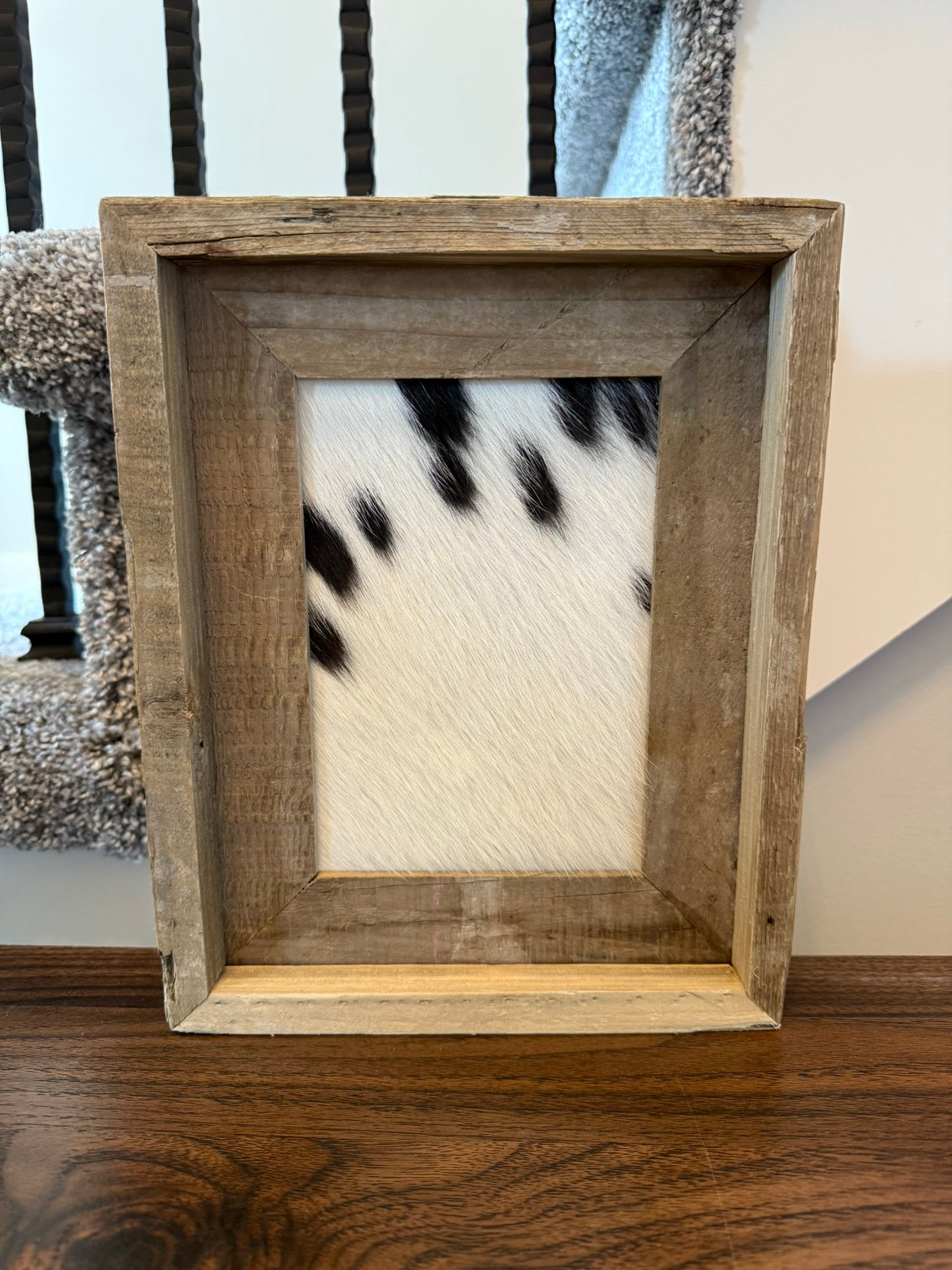 8x10 Cowhide Branding Frame - Cowhide + Weathered Wood