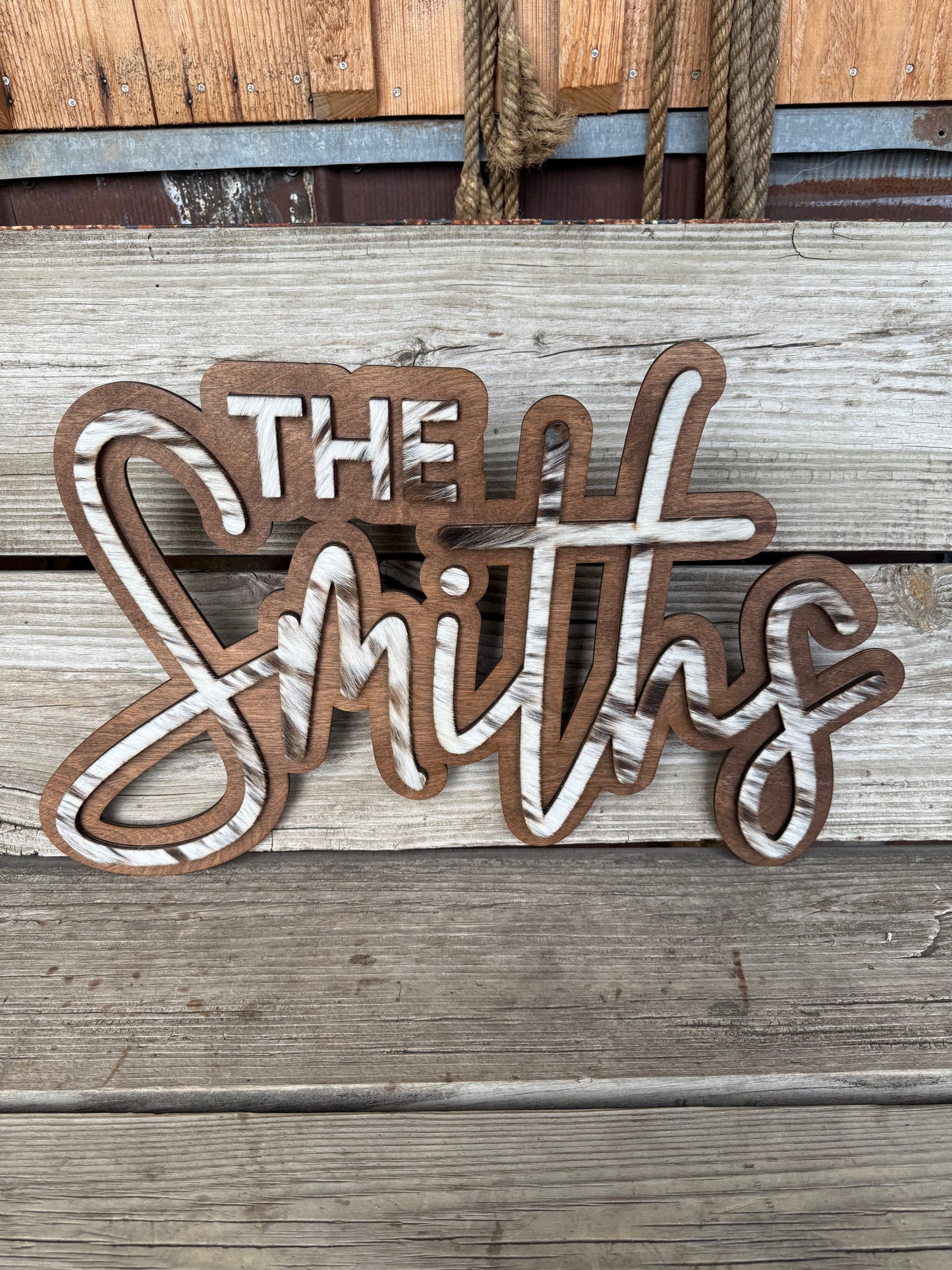 Name Sign – Raised - Cursive (Cowhide)