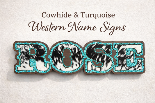 Name Sign - Western with Cowhide & Inlay