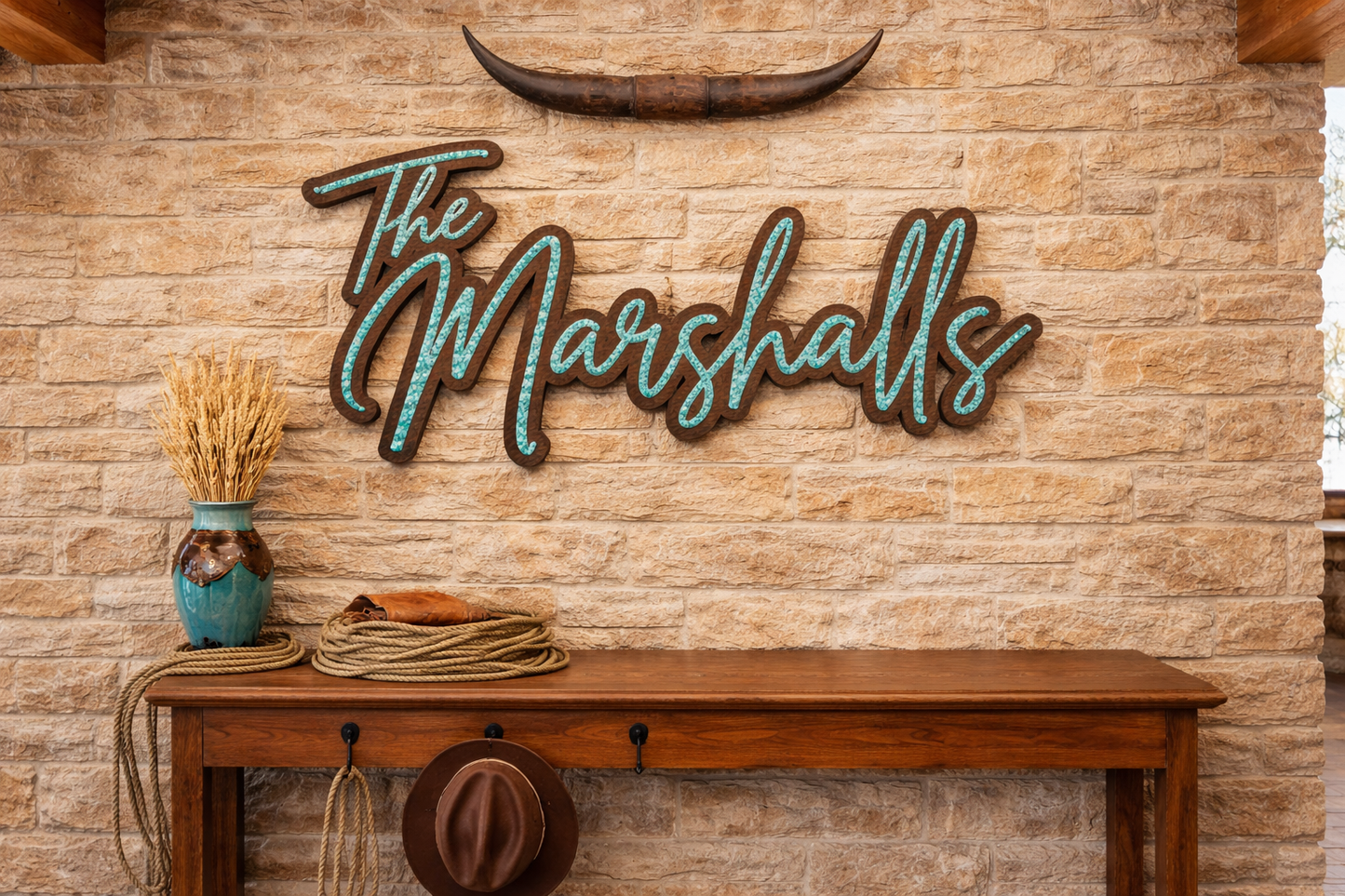 Heirloom Wood Name Signs - Cursive Inlay