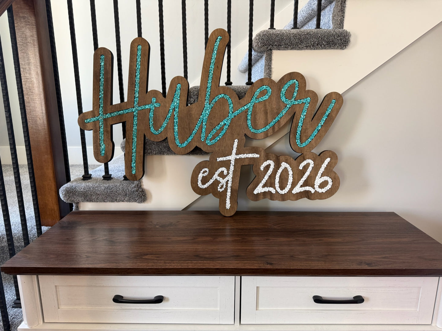 Heirloom Wood Name Signs - Cursive Inlay