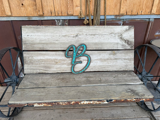 Monogram - Cursive - Turquoise + Wood