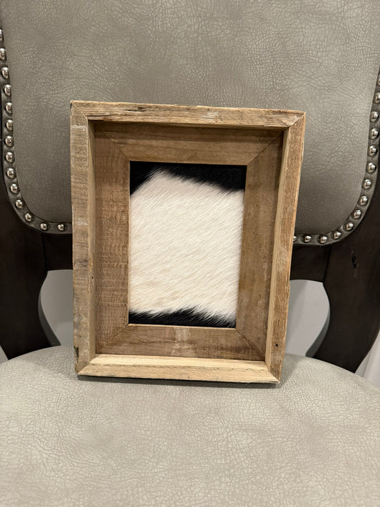 8x10 Cowhide Branding Frame - Cowhide + Weathered Wood