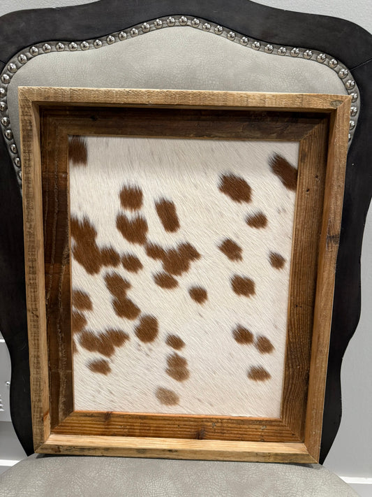 14x17 Cowhide Branding Frame - Cowhide + Weathered Wood