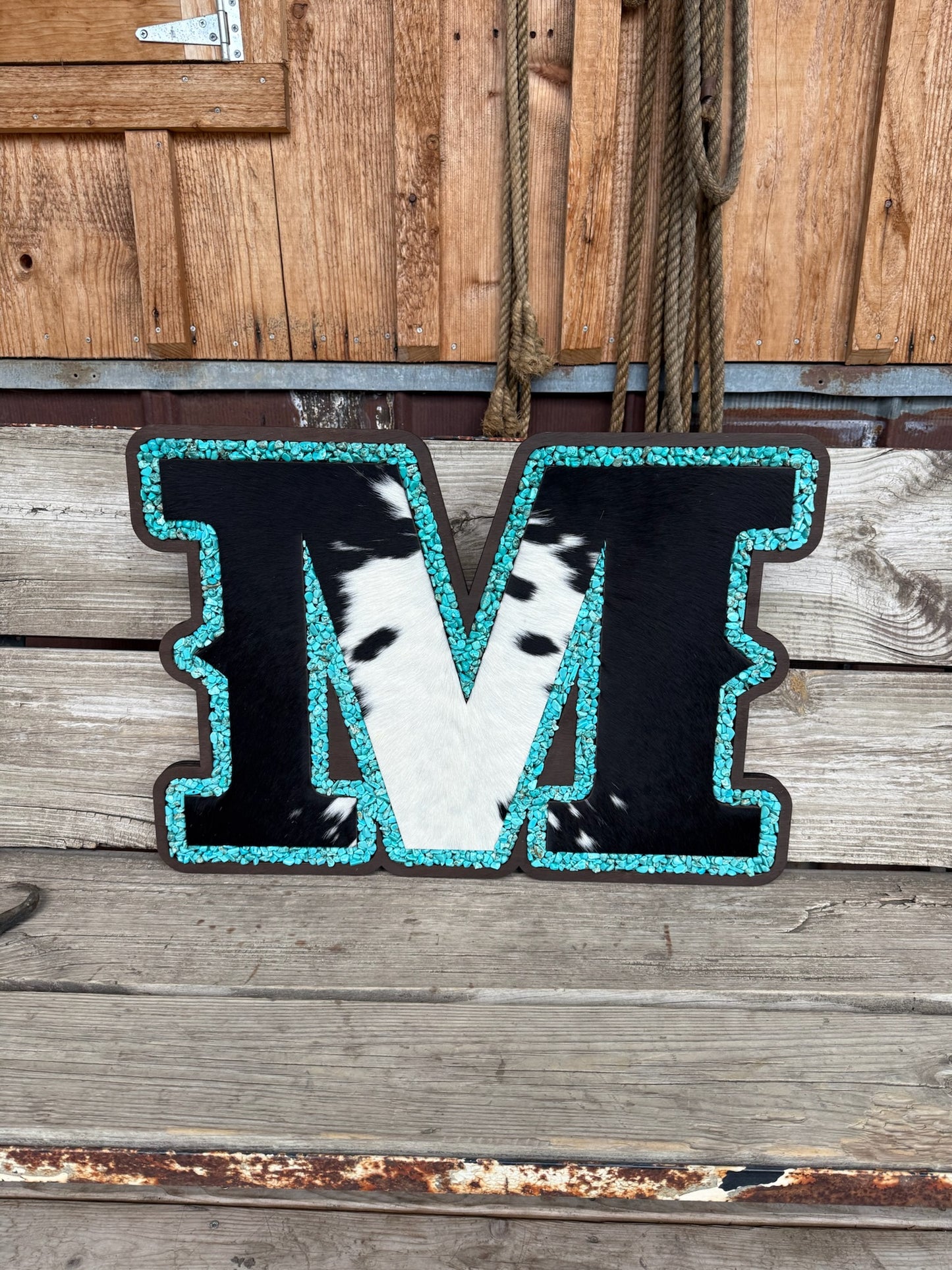 Western Letter Cowhide Inlay